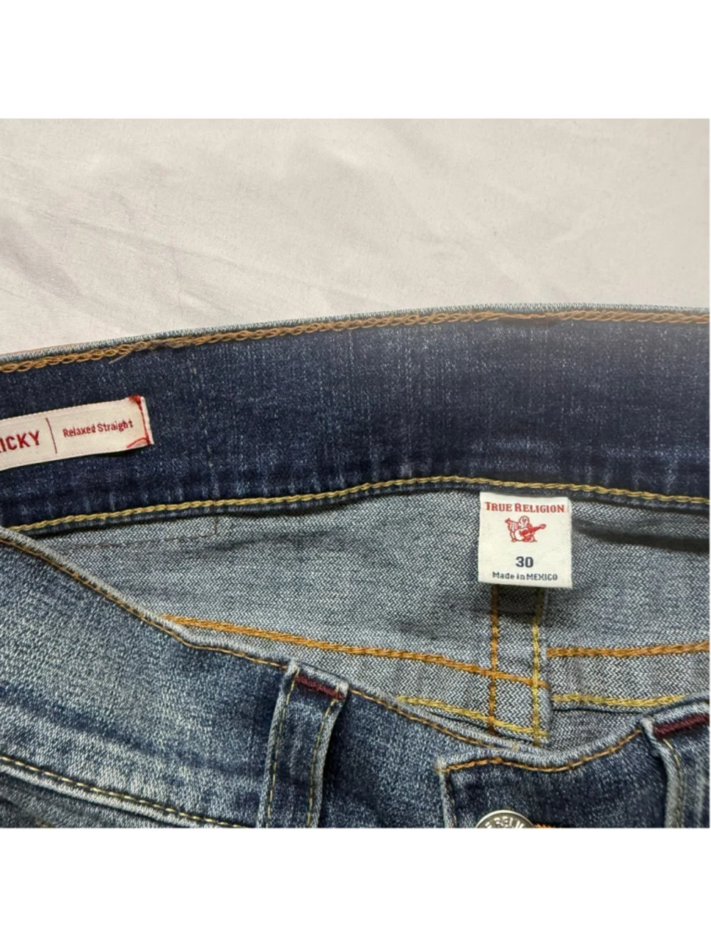 True Religion Ricky No Flap SN Relaxed Straight Jeans Blue Wash Men's Size 30